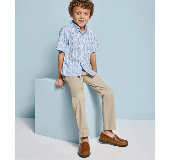 Johnston and Murphy Boys ShortSleeve Printed Shirt White Pineapple Boys Shirts Johnston and Murphy Boys ShortSleeve Printed Shirt White Pineapple Boys Shirts