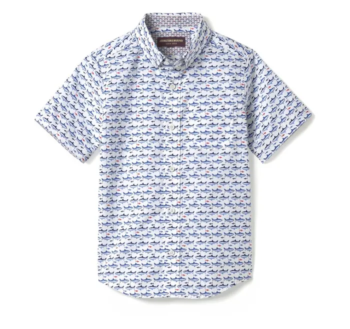 Johnston and Murphy Boys ShortSleeve Printed Shirt White Shark Boys Shirts Johnston and Murphy Boys ShortSleeve Printed Shirt White Shark Boys Shirts