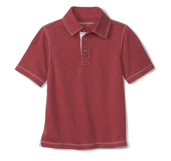 Johnston and Murphy Boys Vintage Slub Polo Red Boys Shirts Johnston and Murphy Boys Vintage Slub Polo Red Boys Shirts