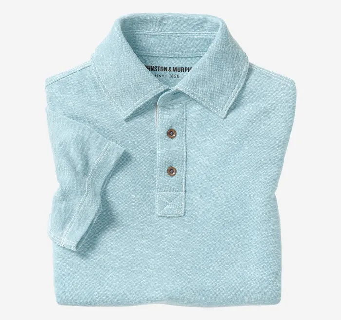 Johnston and Murphy Boys Vintage Slub Polo Turquoise Boys Shirts