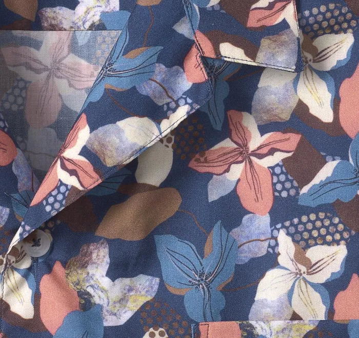 Johnston and Murphy Camp Shirt Navy Abstract Floral Men ShortSleeve Shirts Johnston and Murphy Camp Shirt Navy Abstract Floral Men ShortSleeve Shirts
