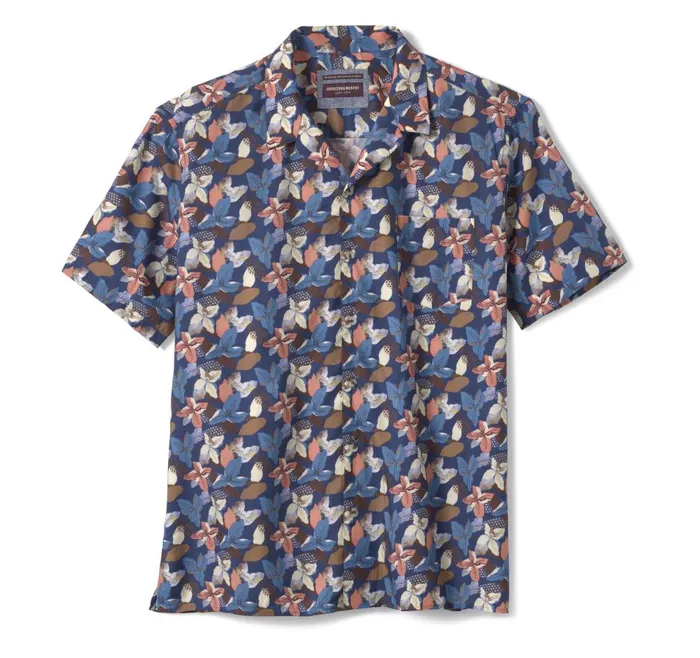 Johnston and Murphy Camp Shirt Navy Abstract Floral Men ShortSleeve Shirts Johnston and Murphy Camp Shirt Navy Abstract Floral Men ShortSleeve Shirts