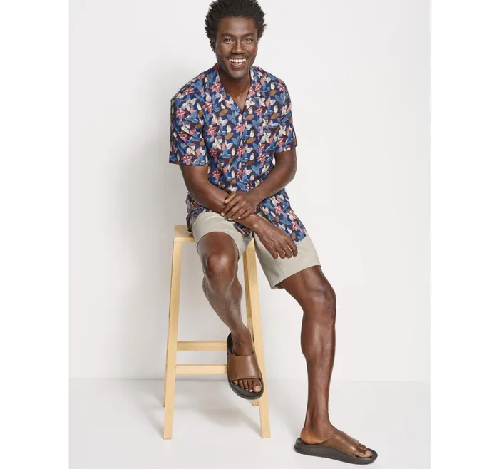 Johnston and Murphy Camp Shirt Navy Abstract Floral Men ShortSleeve Shirts Johnston and Murphy Camp Shirt Navy Abstract Floral Men ShortSleeve Shirts