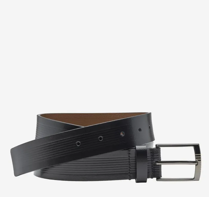 Johnston and Murphy Center Laser Belt Black Men Belts