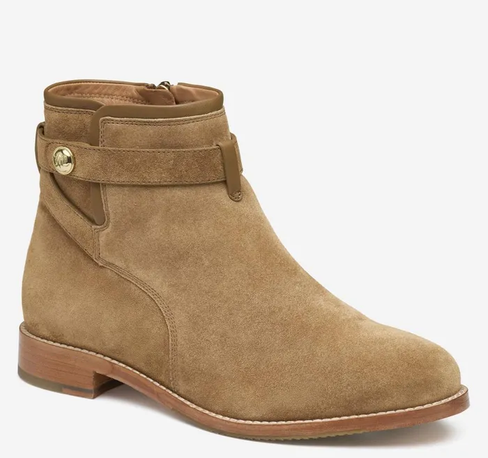 Johnston and Murphy Darby Snap Bootie Chesnut Suede Women Boots and Booties