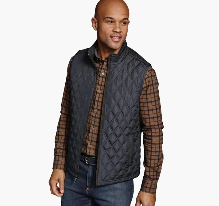 Johnston and Murphy Diamond Quilt Vest Navy Men Coats Jackets and Vests
