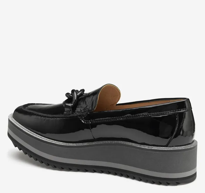 Johnston and Murphy Gracelyn Chain Loafer Black Patent Leather Women Mules and Loafers Johnston and Murphy Gracelyn Chain Loafer Black Patent Leather Women Mules and Loafers