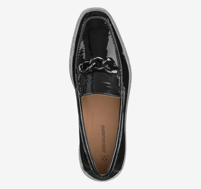 Johnston and Murphy Gracelyn Chain Loafer Black Patent Leather Women Mules and Loafers Johnston and Murphy Gracelyn Chain Loafer Black Patent Leather Women Mules and Loafers