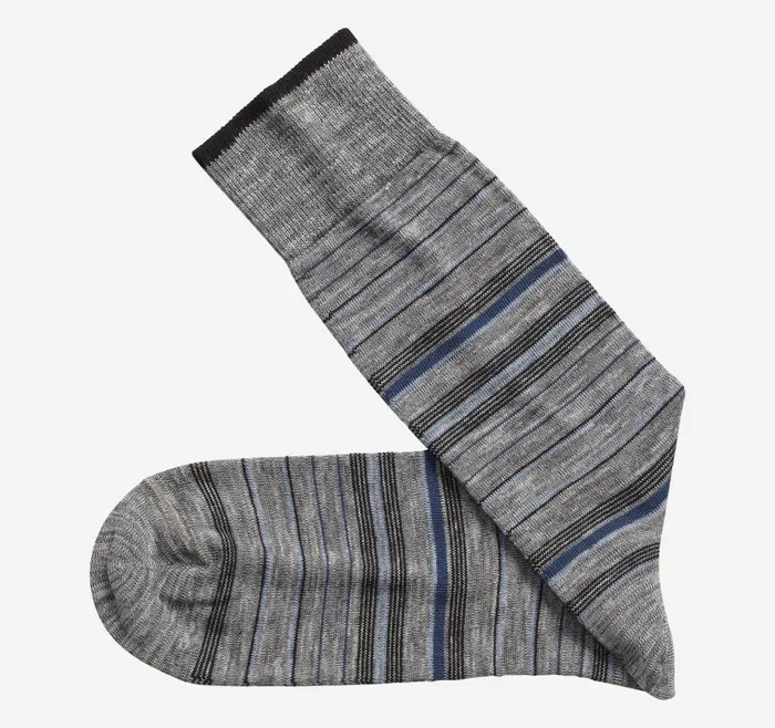 Johnston and Murphy Heather Stripe Socks Gray Variegated Stripe Men Socks