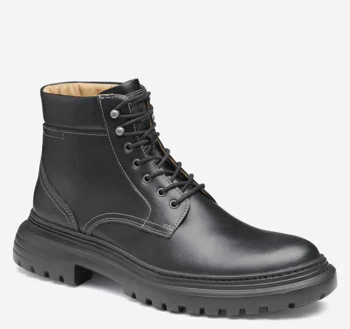Johnston and Murphy Kelton Plain Toe Boot Black Full Grain Men Boots