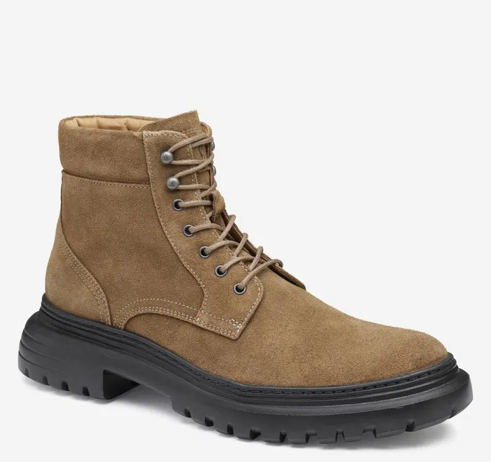Johnston and Murphy Kelton Plain Toe Boot Taupe Suede Men Boots