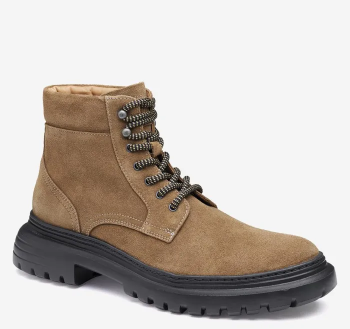 Johnston and Murphy Kelton Plain Toe Boot Taupe Suede Men Boots