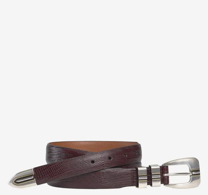 Johnston and Murphy LizardGrain Ranger Belt Burgundy Men Belts