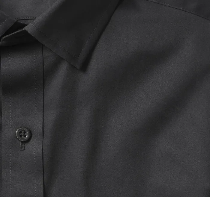 Johnston and Murphy LongSleeve Dress Shirt Black Sateen Poplin Men Shirts