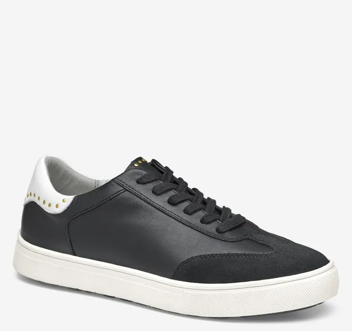 Johnston and Murphy Madison Studded Hybrid Black Calfskin Women Sneakers