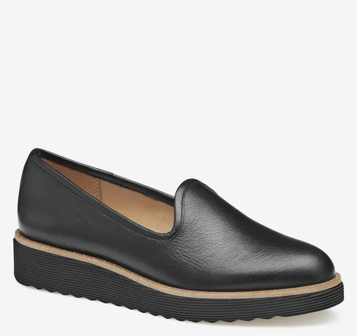 Johnston and Murphy Mitzi Venetian Black Calfskin Women Mules and Loafers