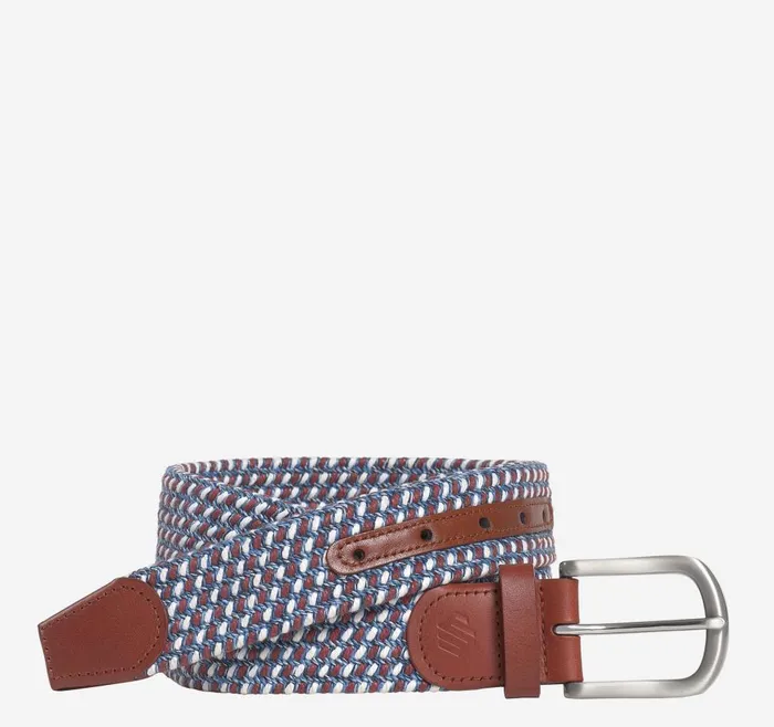 Johnston and Murphy Multicolor Woven Belt Redwhiteblue Men Belts