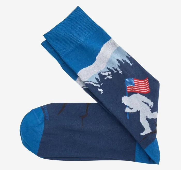Johnston and Murphy Novelty Socks Blue Yeti And Flag Men Socks