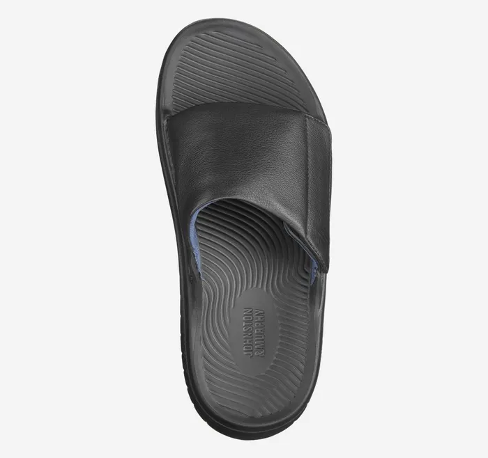 Johnston and Murphy Oasis Slide Black Full Grain Men Sandals Johnston and Murphy Oasis Slide Black Full Grain Men Sandals
