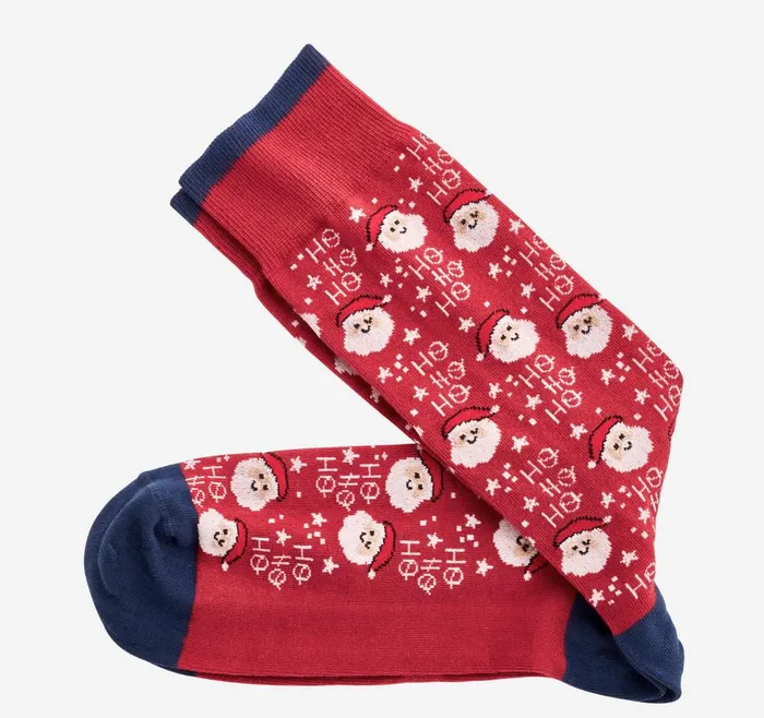Johnston and Murphy Pima Cotton HolidayThemed Socks Red Santas Men Socks