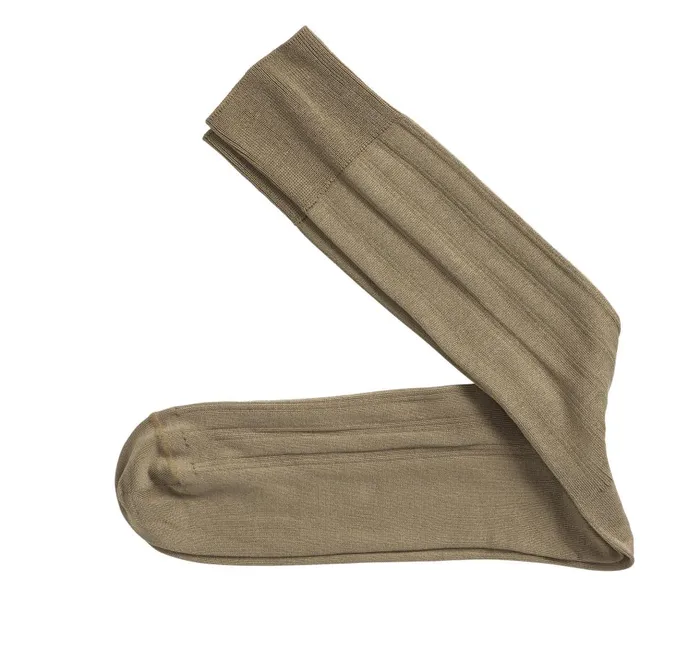 Johnston and Murphy Pima Cotton Ribbed Socks Tan Men Socks