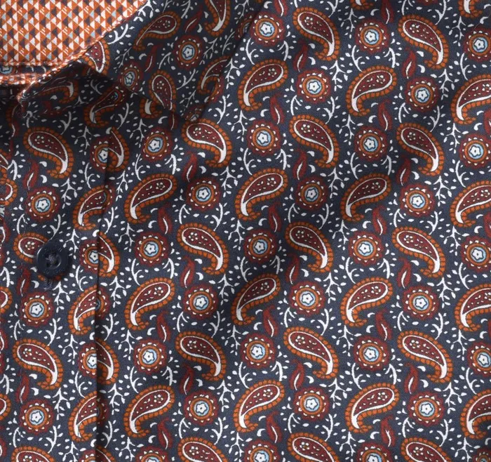 Johnston and Murphy Printed Cotton Shirt Navyrust Paisley Party Men Shirts Johnston and Murphy Printed Cotton Shirt Navyrust Paisley Party Men Shirts