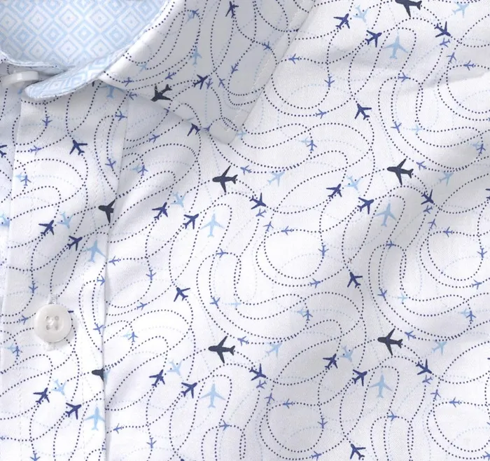 Johnston and Murphy Printed Cotton Shirt White Airplane Men Shirts Johnston and Murphy Printed Cotton Shirt White Airplane Men Shirts
