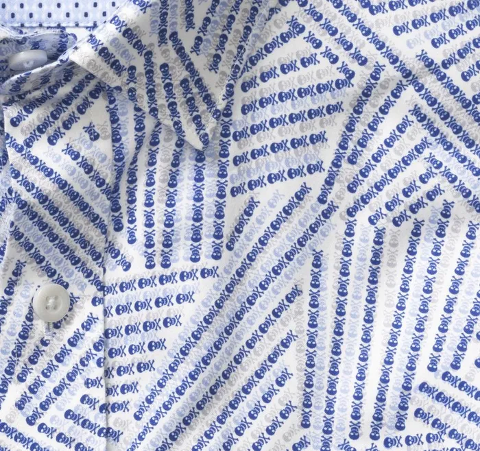 Johnston and Murphy Printed Cotton Shirt Whiteblue Mini Skull Line Men Shirts Johnston and Murphy Printed Cotton Shirt Whiteblue Mini Skull Line Men Shirts