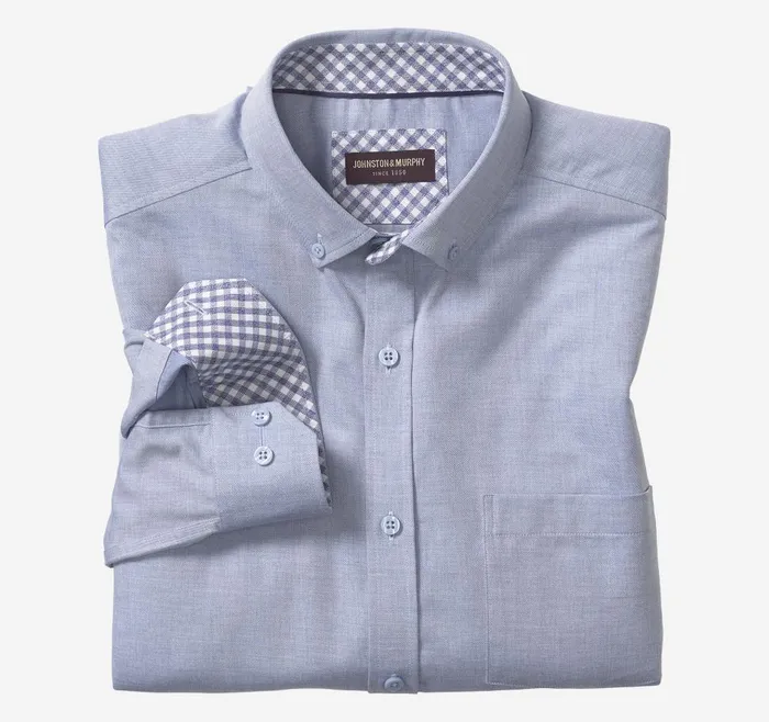 Johnston and Murphy Recycled LongSleeve Shirt Blue Men Shirts