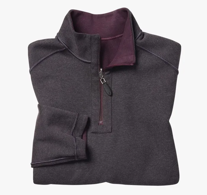 Johnston and Murphy Reversible Solid QuarterZip Burgundycharcoal Men Sweaters and Knits Johnston and Murphy Reversible Solid QuarterZip Burgundycharcoal Men Sweaters and Knits