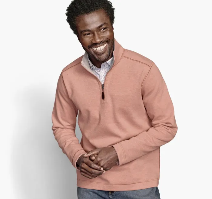 Johnston and Murphy Reversible Solid QuarterZip Orangelight Blue Men Sweaters and Knits Johnston and Murphy Reversible Solid QuarterZip Orangelight Blue Men Sweaters and Knits