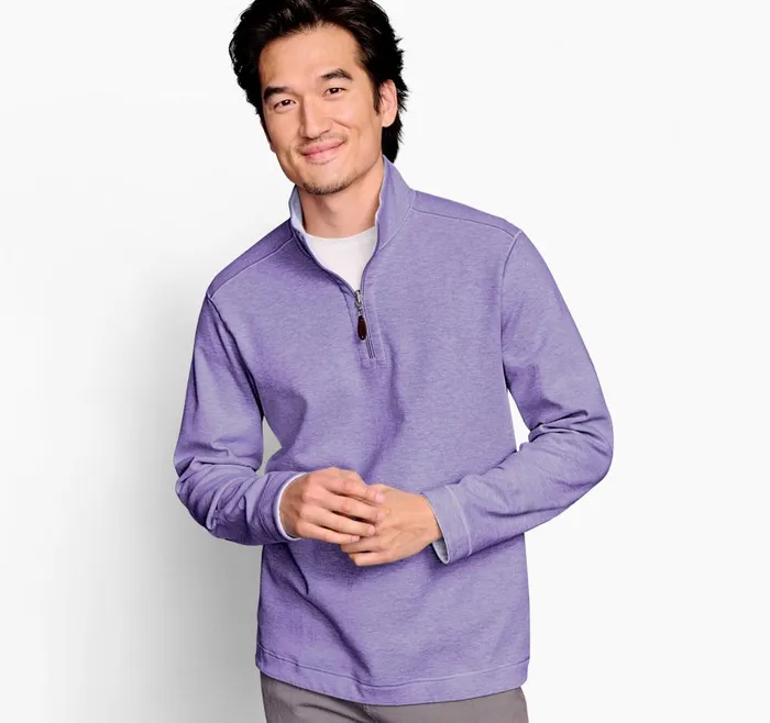 Johnston and Murphy Reversible Solid QuarterZip Purplelight Blue Men Sweaters and Knits Johnston and Murphy Reversible Solid QuarterZip Purplelight Blue Men Sweaters and Knits