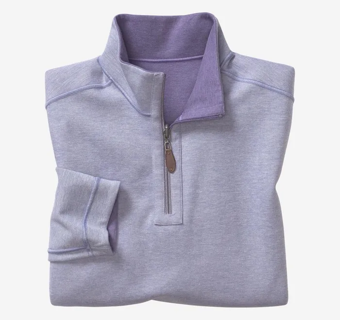 Johnston and Murphy Reversible Solid QuarterZip Purplelight Blue Men Sweaters and Knits Johnston and Murphy Reversible Solid QuarterZip Purplelight Blue Men Sweaters and Knits