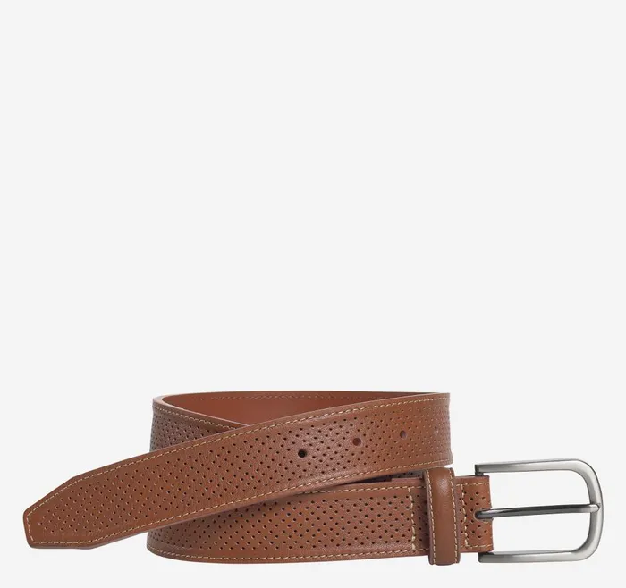 Johnston and Murphy Soft Perforated Leather Belt Tan Men Belts
