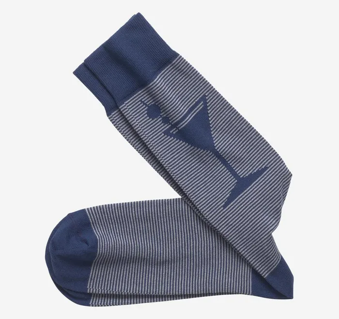Johnston and Murphy Striped Socks Navy Martini Men Socks