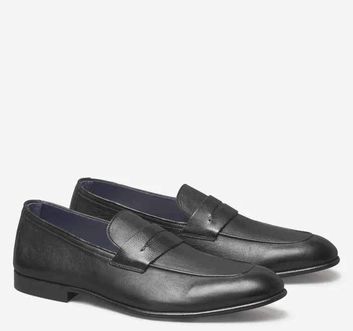 Johnston and Murphy Taylor Penny Black Italian Calfskin Men SlipOns