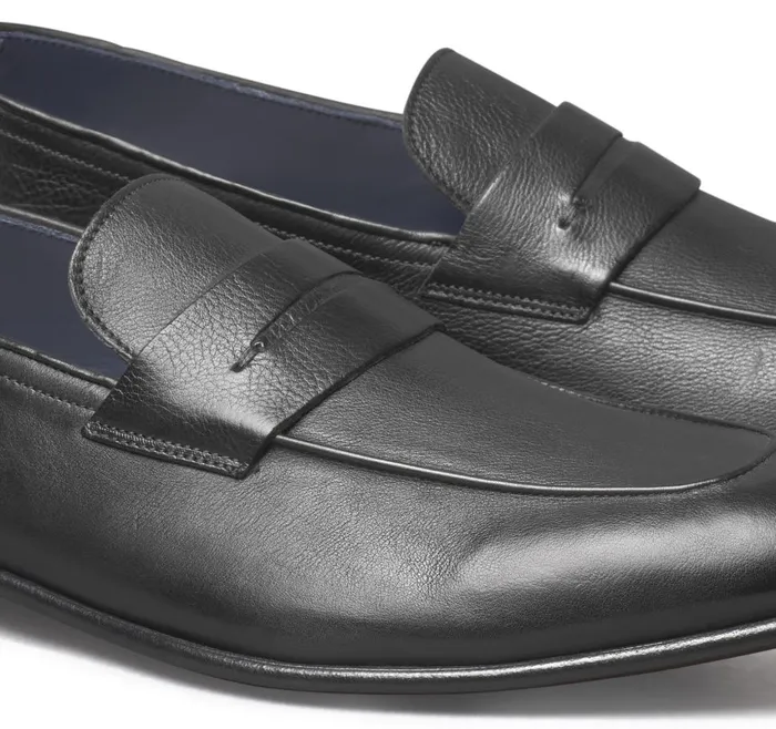 Johnston and Murphy Taylor Penny Black Italian Calfskin Men SlipOns Johnston and Murphy Taylor Penny Black Italian Calfskin Men SlipOns