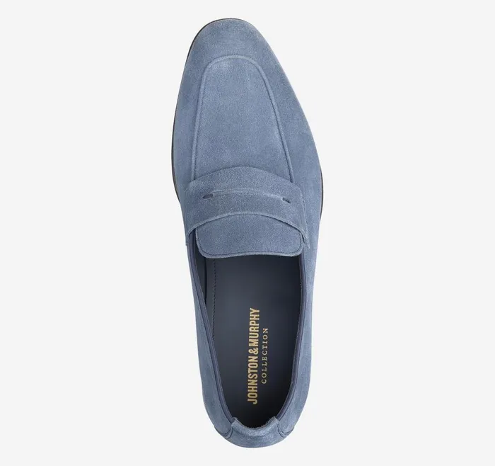 Johnston and Murphy Taylor Penny Denim Italian Suede Men SlipOns Johnston and Murphy Taylor Penny Denim Italian Suede Men SlipOns