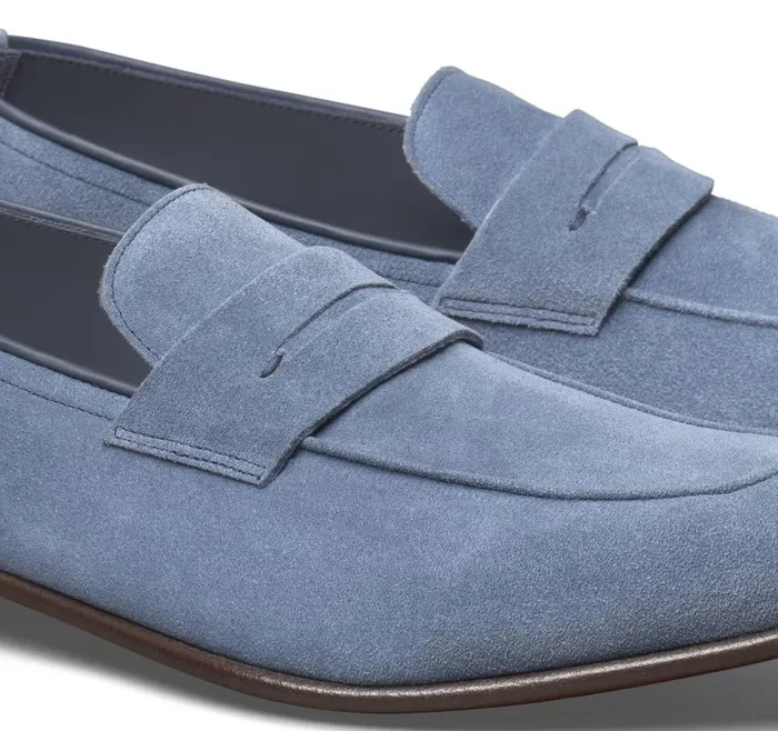 Johnston and Murphy Taylor Penny Denim Italian Suede Men SlipOns Johnston and Murphy Taylor Penny Denim Italian Suede Men SlipOns