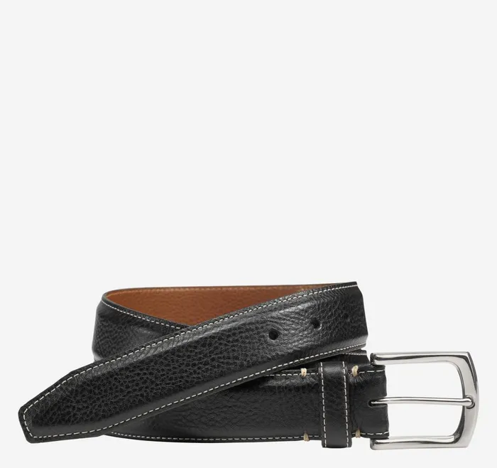 Johnston and Murphy Topstitched Leather Belt Black Men Belts