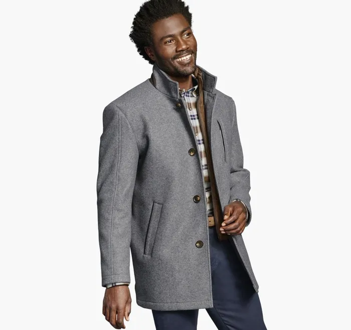 Johnston and Murphy Upton Car Coat Gray Men Coats Jackets and Vests