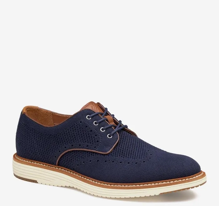 Johnston and Murphy Upton Knit Wingtip Navy Knit Men LaceUps