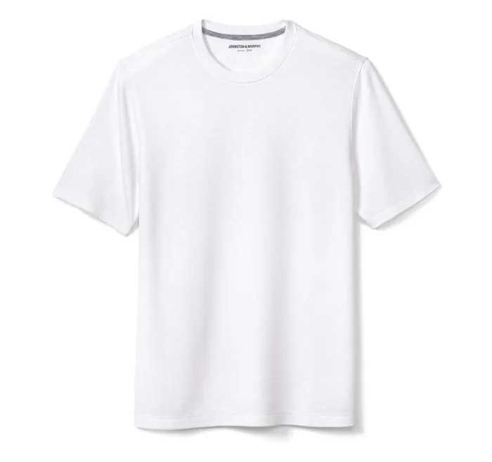 Johnston and Murphy Vintage Slub Crewneck Tee White Men Polos and Tees Johnston and Murphy Vintage Slub Crewneck Tee White Men Polos and Tees