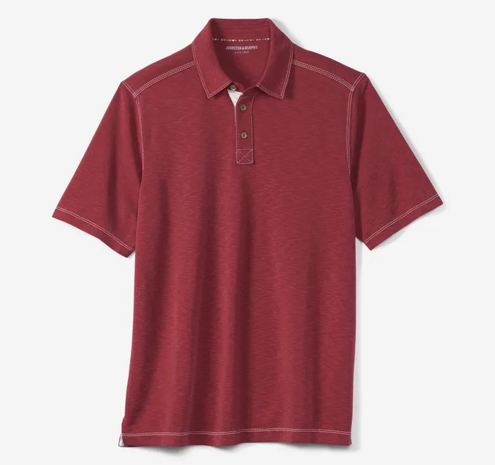 Johnston and Murphy Vintage Slub Polo Red Men Polos and Tees Johnston and Murphy Vintage Slub Polo Red Men Polos and Tees