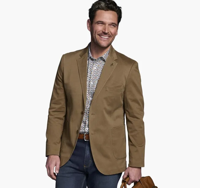 Johnston and Murphy Washed Cotton Blazer Brown Men Blazers