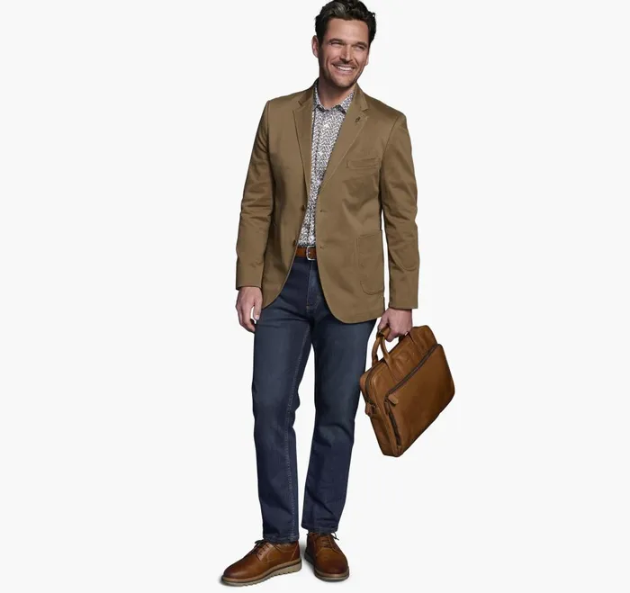 Johnston and Murphy Washed Cotton Blazer Brown Men Blazers Johnston and Murphy Washed Cotton Blazer Brown Men Blazers