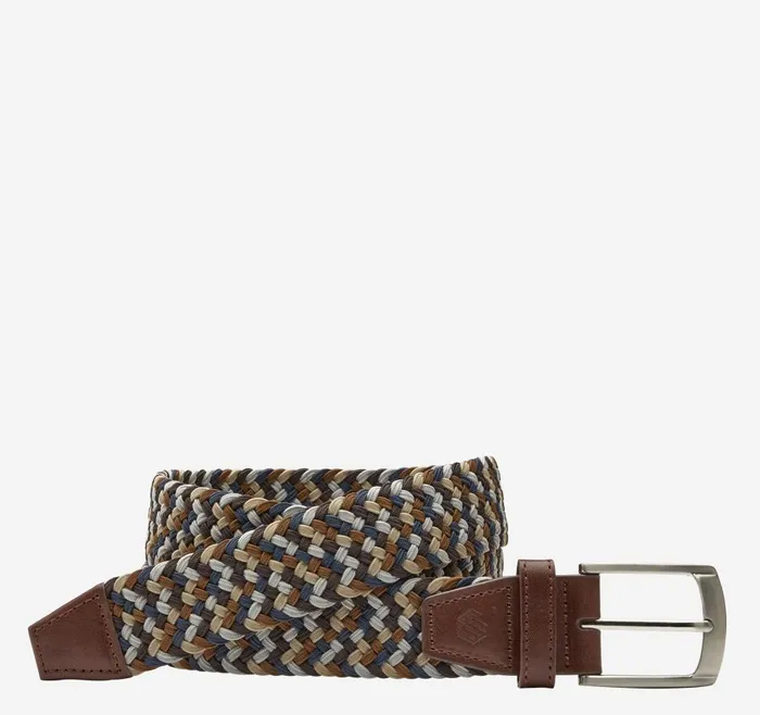 Johnston and Murphy Woven StretchKnit Belt Brown Multi Men Belts