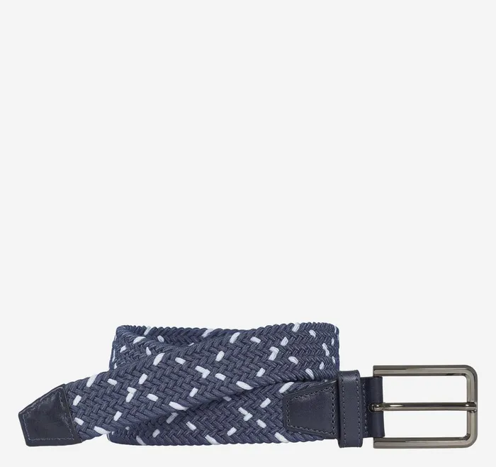 Johnston and Murphy Woven StretchKnit Belt Navywhite Men Belts