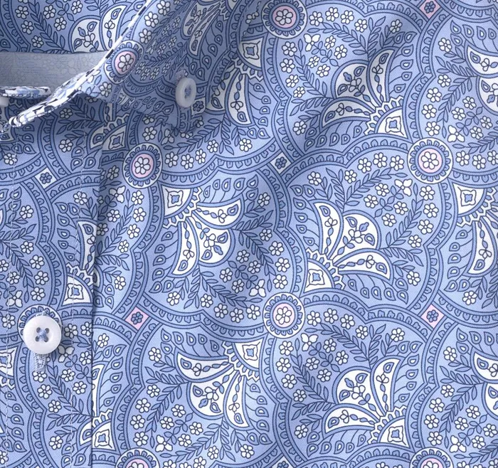 Johnston and Murphy XC4 LongSleeve StretchWoven Shirt Blue Filigree Print Men Shirts Johnston and Murphy XC4 LongSleeve StretchWoven Shirt Blue Filigree Print Men Shirts