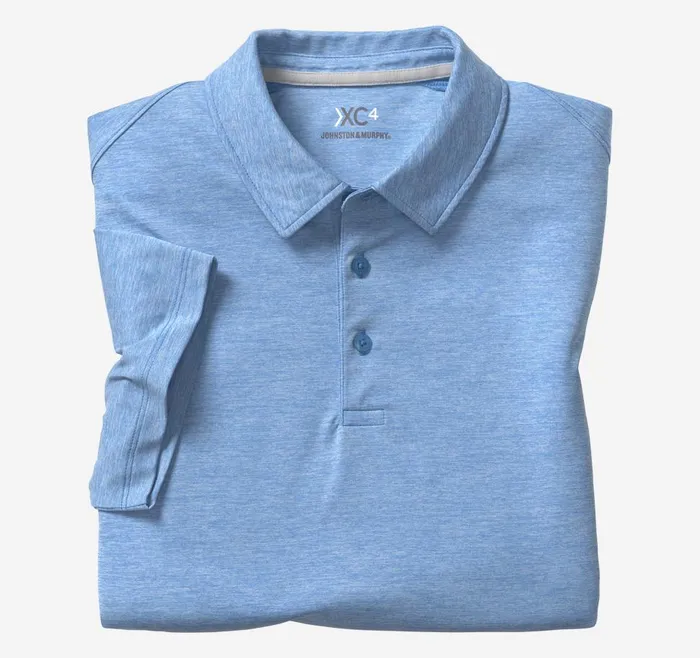 Johnston and Murphy XC4 Performance Polo Blue Men Polos and Tees